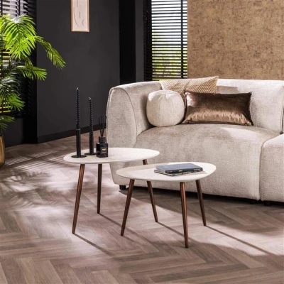 Afbeelding van Hoyz Collection Salontafel Stone Marmer Composiet Set van 2