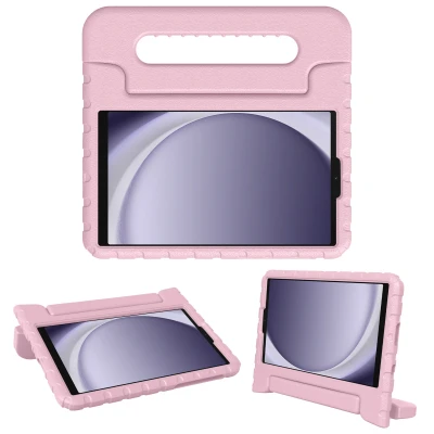 Afbeelding van Samsung Galaxy Tab A9 Hoes: iMoshion Kidsproof Backcover met handvat Shockproof/Valbescherming Softcase,Backcover Lichtroze Siliconen En TPU (