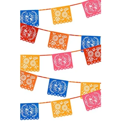 Afbeelding van Talking Tables 4 meter Mexicaanse wegwerp papier bunting slinger ideale tuin outdoor decor voor uw BBQ of zomer verjaardagsfeestje, specerij BNTING 4M