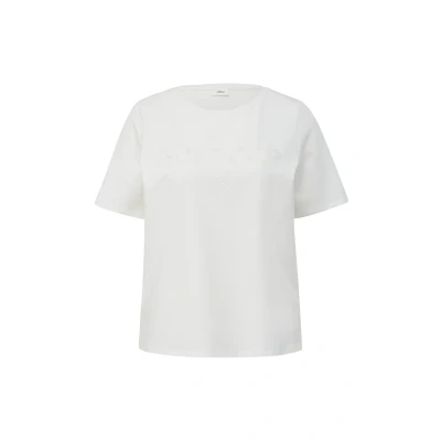 Afbeelding van s.Oliver Black Label Stretch Tshirt print, Dames, Maat: 38, Ecru