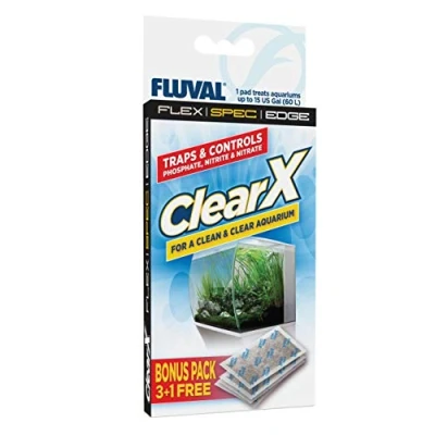 Afbeelding van Fluval Clear X Filter Pads, tegen fosfaat, nitriet en nitraat, geschikt voor alle soorten filters, 4 pack, 1 pad behandeld 60 l