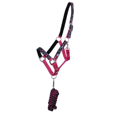 Afbeelding van QHP Halsterset met turnout collection Pink Leopard Shet
