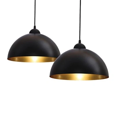 Afbeelding van B.K.Licht Hanglampen zwart gouden 2 stuks excl. E27 lichtbron