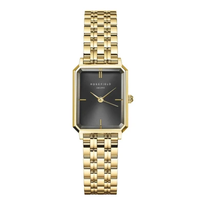 Afbeelding van Rosefield OBGSG O61 Octagan XS Black Sunray horloge dameshorloge Goudkleur
