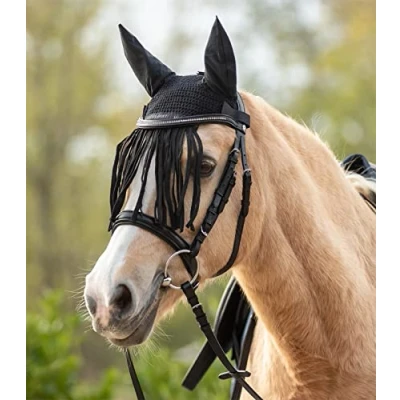 Afbeelding van Waldhausen oornetje met franjes Pony Zwart