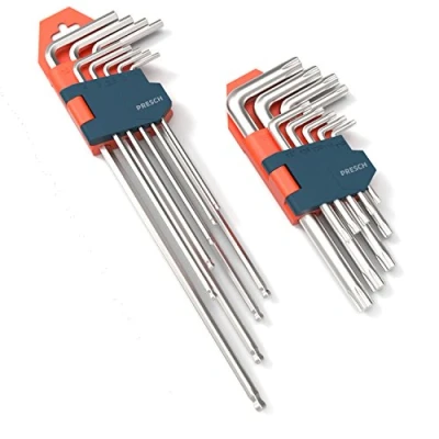 Afbeelding van Presch inbussleutelset 18 stuks HX &amp; TX Professionele klein en compact met scharnierende houder inbussleutel