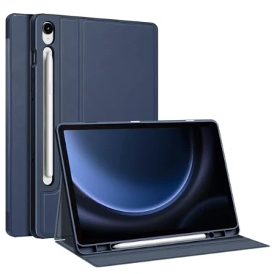 Afbeelding van Fintie Hoes voor Samsung Galaxy Tab S9 FE 10,9 inch/S9 11 inch 2023 tablet, zachte TPU achterkant behuizing folio beschermhoes met S Pen houder en auto slaap/waak, donkerblauw