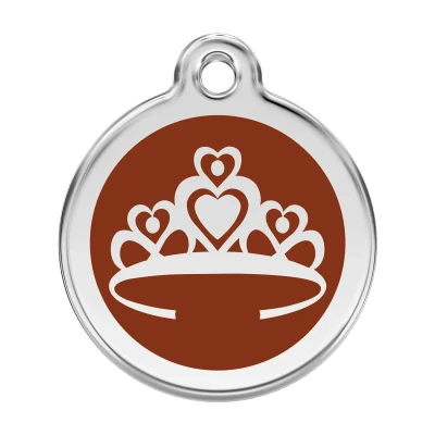 Afbeelding van Crown Brown roestvrijstalen hondenpenning large/groot dia. 3,8 cm RedDingo