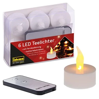 Afbeelding van Idena Led theelichtje, elektrische kaarsen met flikkerend licht, inclusief batterijen, decoratie voor bruiloft, feest, Kerstmis, Pasen, als sfeerlicht