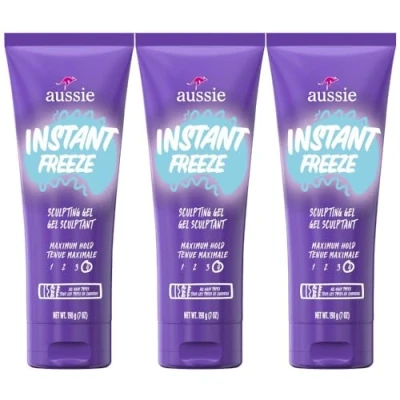 Afbeelding van Aussie Instant Freeze Sculpting Maximum Hold Hair Gel met jojoba olie, zeekelp en Australische aloë, 170 ml (drievoudige verpakking)