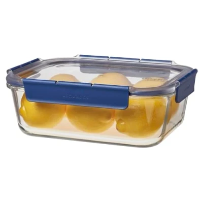 Afbeelding van Lock &amp; Top Class Vershouddoos, glazen voorraaddoos met deksel van hoogwaardig kunststof, BPA vrij, stapelbaar, lekvrij, rechthoekig, 2 liter