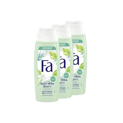 Afbeelding van FA Douchegel aloë Vera Yoghurt (3 x 250 ml), plengende douchecrème met milde formule en aangename geur van vera, veganistisch, 94% ingrediënten natuurlijke oorsprong