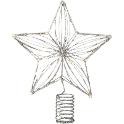 Afbeelding van Lumineo Stervormige piek met LED verlichting 26 cm Zilver