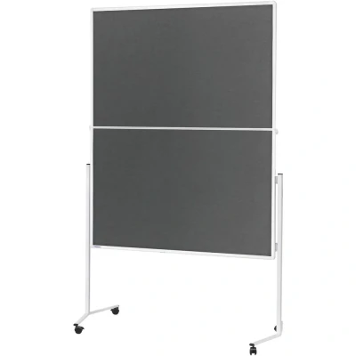 Afbeelding van Prikbord magnetoplan met wit aluminium frame, opvouwbaar, grijs vilt,