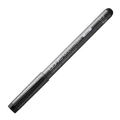 Afbeelding van Copic Multiliner zwart 0,3 mm, tekenpen met water en alcoholbestendige pigmentinkt in zwart, voor schetsen, illustraties contouren