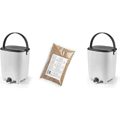 Afbeelding van Biolan Bokashi Emmer starterset (2 x 10 l), inclusief 1 kg zemelen (wit)