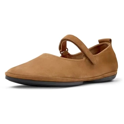 Afbeelding van Camper Ballerina&#039;s met enkelbandjes, Dames, Maat: 37, Mittelbraun Nubukleer