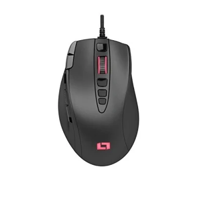 Afbeelding van Lioncast LM15 gaming muis met 13 programmeerbare toetsen (RGB LED verlichting, PAW3327 optische sensor, 6.200 DPI) Ergonomisch design &amp; Palm Grip gewichtsysteem voor FPS, RTS en MOBAs