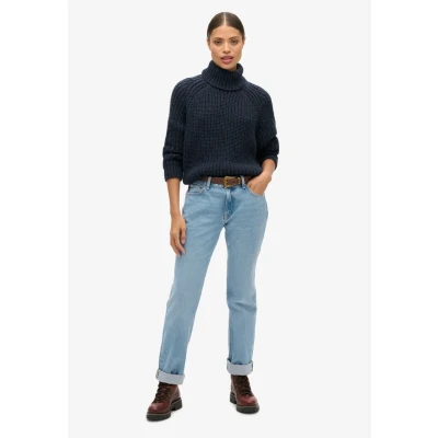 Afbeelding van Superdry Slouchy Stitch ROLL NECK Trui, Dames, Maat: 42, Navy marl dark grey
