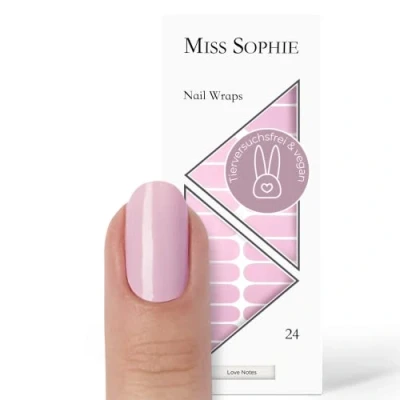 Afbeelding van Miss Sophie Nagelfolie &quot;Loves Notes&quot;, Eenkleurig, Roze, Nail Wraps 24 ultradunne zelfklevende duurzame nagelfolies
