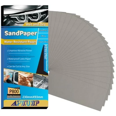Afbeelding van ALPXUXP Schuurpapier Set,30 stuks 93 x 230mm Korrel P800 Droog/nat voor Handschuren,voor Het Polijsten van Automobiel Metaal Kunststof Hout