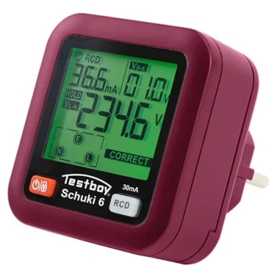 Afbeelding van Testboy Testavit Schuki 6 stopcontacttester, controle op aansluit of bedradingsfouten (2,0 inch LCD display, eenvoudig te gebruiken, snel en veilig testen, stopcontacttester)