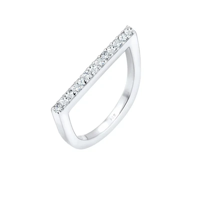 Afbeelding van Elli Dames Ring Stacking met Kristallen Geo in 925 Sterling Zilver