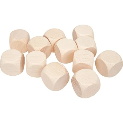 Afbeelding van GICO Blanco dobbelstenen, 12 stuks, houten gebedsdobbelstenen, knutselkubus (25 mm), 5968