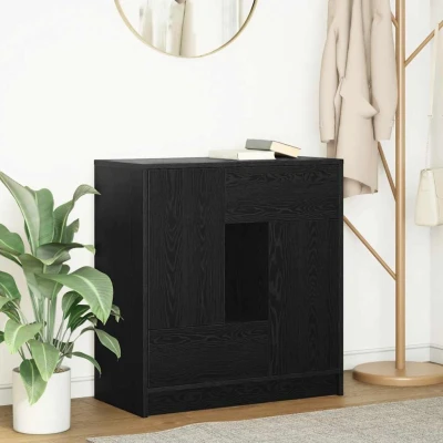 Afbeelding van Dressoir met lades en deuren 70,5x34x74,5 cm zwart eikenkleurig