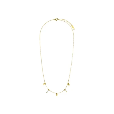 Afbeelding van Lucardi Dames Stalen goldplated Ketting met maansteen Staal Goudkleurig 45 cm