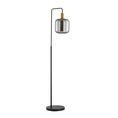 Afbeelding van Lindby vloerlamp 1licht metaal, glas H: 150 cm E27 zwart, goud, smoke