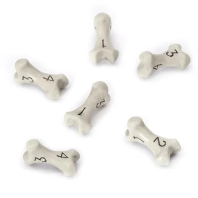 Afbeelding van D4 Dice Set van Zes 4 Vlakkige Dobbelstenen Skull &amp; Bone RPG Dice. Ideaal voor Dungeons Dragons (DND), Warhammer, D&amp;D, Pathfinder, D and D. (Wit)