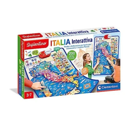 Afbeelding van Clementoni Sapientino La kaart poster interactief, Italië politiek, onderwijs 3 jaar, elektronisch, spel geografie kinderen, Italiaanse kleur, 16445