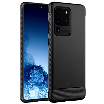 Afbeelding van JETech Slank Hoesje Compatibel met Samsung Galaxy S20 Ultra 5G (2020), Slanke Case Schokabsorptie en Koolstofvezel Ontwerp (Zwart)