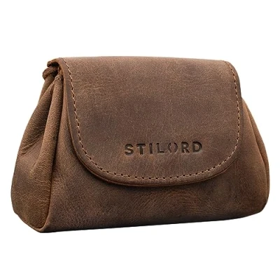 Afbeelding van STILORD &#039;Bronn&#039; Portemonnee Klein Leer Vintage Lederen Zakje voor Munten Bankbiljetten en Sleutels Retro Coin Purse van hoogwaardig Echt Leer, Kleur:middel bruin