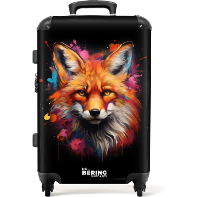 Afbeelding van NoBoringSuitcases.com® Kinderkoffer Kindertrolley Vos als street art kunstwerk Koffer kind groot Rolkoffer lichtgewicht Reiskoffer met 4 wielen Grote trolley XL 20 kg bagage