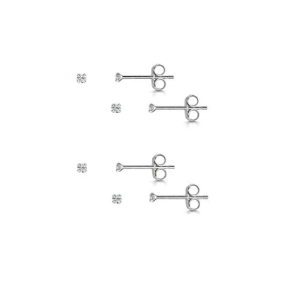 Afbeelding van Amberta Sieraden Echt 925 Sterling Zilver Stud Oorbellen voor Vrouwen Zilveren Oorknopjes 2 Paar Zirconia Oorstekers