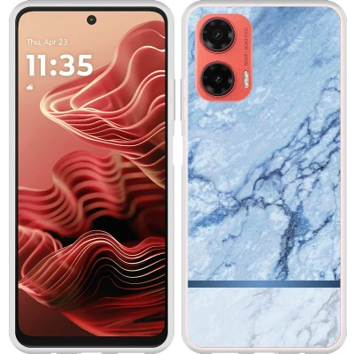 Afbeelding van Cazy Hoesje geschikt voor Motorola Moto G35 Siliconen Blauw Marmer