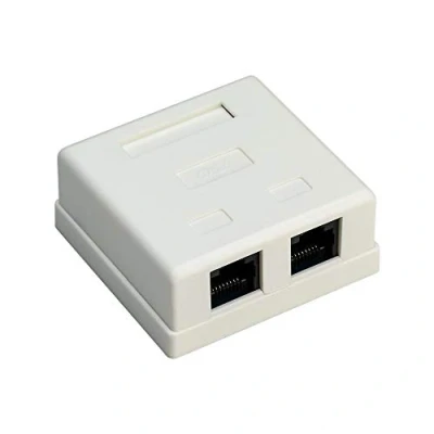 Afbeelding van RJ45 wandcontactdoos UTP (2x RJ45, Cat6, Horizontaal, Opbouw)