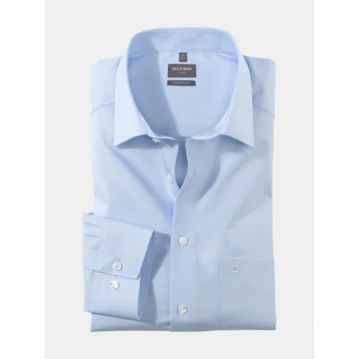 Afbeelding van Olymp overhemd mouwlengte 7 extra lange mouwen Luxor Comfort fit wijde blauw effen
