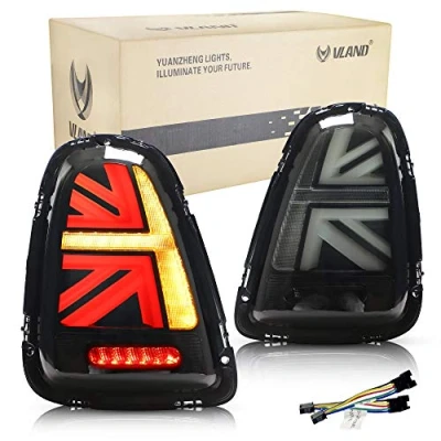 Afbeelding van VLAND Koplampen Achterlicht voor Mini Cooper R56 Hatch/Convertible R57 / Coupe R58 Roadster R59 2007 2015, Achterlichten met oranje sequentiële richtingaanwijzer (Gerookt achterlichten)