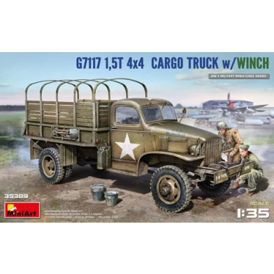 Afbeelding van 1:35 MiniArt 35389 1,5T 4X4 G7117 Cargo Truck with Winch Plastic Modelbouwpakket
