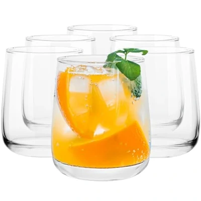 Afbeelding van KADAX Hoogwaardige glazen glazen, set van 6, waterglazen, dikwandige sapglazen, gekartelde voor waterdrinken, sap, party, cocktailglazen, drankglazen (hoog, 330 ml)