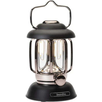 Afbeelding van Skandika Forsol Led campinglamp in retrostijl, oplaadbaar, traploos dimbaar, 4400 mAh batterij, lantaarn voor camping, tuin, decoratie, wandelen