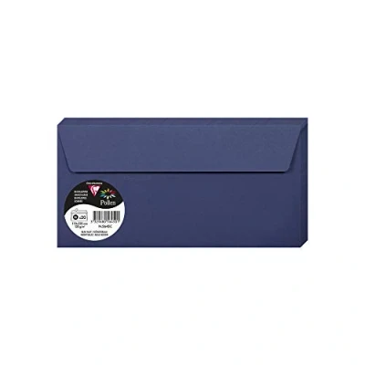 Afbeelding van Clairefontaine 5645C pakket met 20 zelfklevende enveloppen, formaat DL 11 x 22 cm, 120 g/m², kleur: nachtblauw, uitnodigingen en passagiers, serie Pollen, premium papier, glad