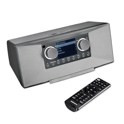 Afbeelding van MEDION P85333 Internet radio met DAB+ (WLAN, FM, Spotify Connect, Amazon Music, USB, hoofdtelefoon aansluiting, AUX, stereo line out cinch, sleep timer) grijs