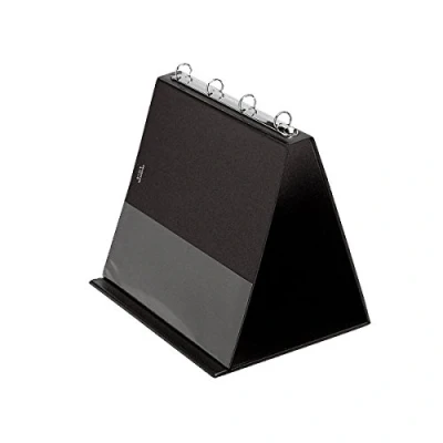 Afbeelding van VELOFLEX 4101080 tafelflipchart DIN A4 landschapsformaat, incl. transparante hoezen, van PVC, tafelstandaard presentatie, flipchart zwart, opstelringband