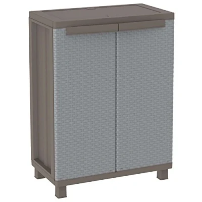 Afbeelding van Terry 1102818, JRATTAN 68, 2 Kast met 1 binnenste Max laadvermogen per plank: 20 kg gelijkmatig verdeeld. Deuren rotan effect. Kleur: Grijs, Grigio/Tortora, 68x37,5x91,5 cm