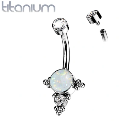 Afbeelding van Navelpiercing titanium opal ball cluster sierlijk