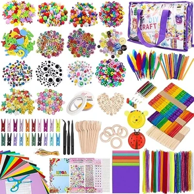 Afbeelding van TAVADA Knutselset voor kinderen,3000+stuks Doe Het Zelf Knutselkoffer,Knutselbenodigdheden Kleine Kinderen,knutselaccessoires,Arts and Crafts for Kids,knutselsets kinderknutselkoffer